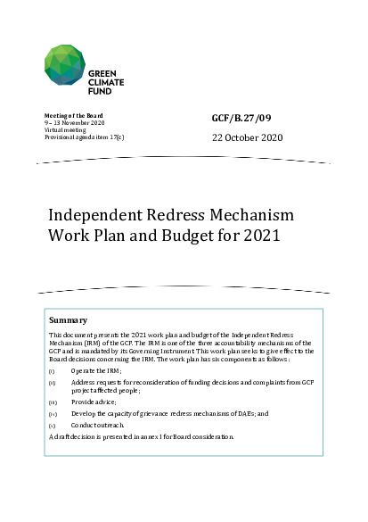 Capa de documentos para o plano de trabalho e orçamento para 2021