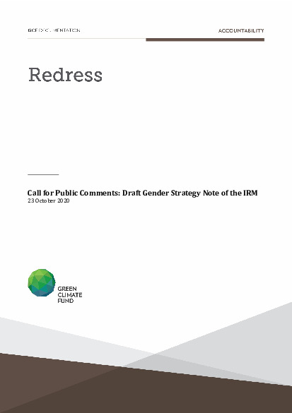 Document cover for Call for Public Comments: Draft Gender Strategy Note of the IRM