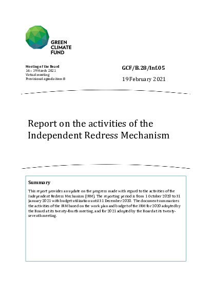Document cover for IRM activity report B.28