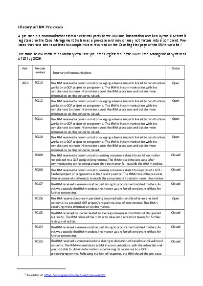 Download History of the IRM Pre-Cases Document cover for History of the IRM Pre-Cases