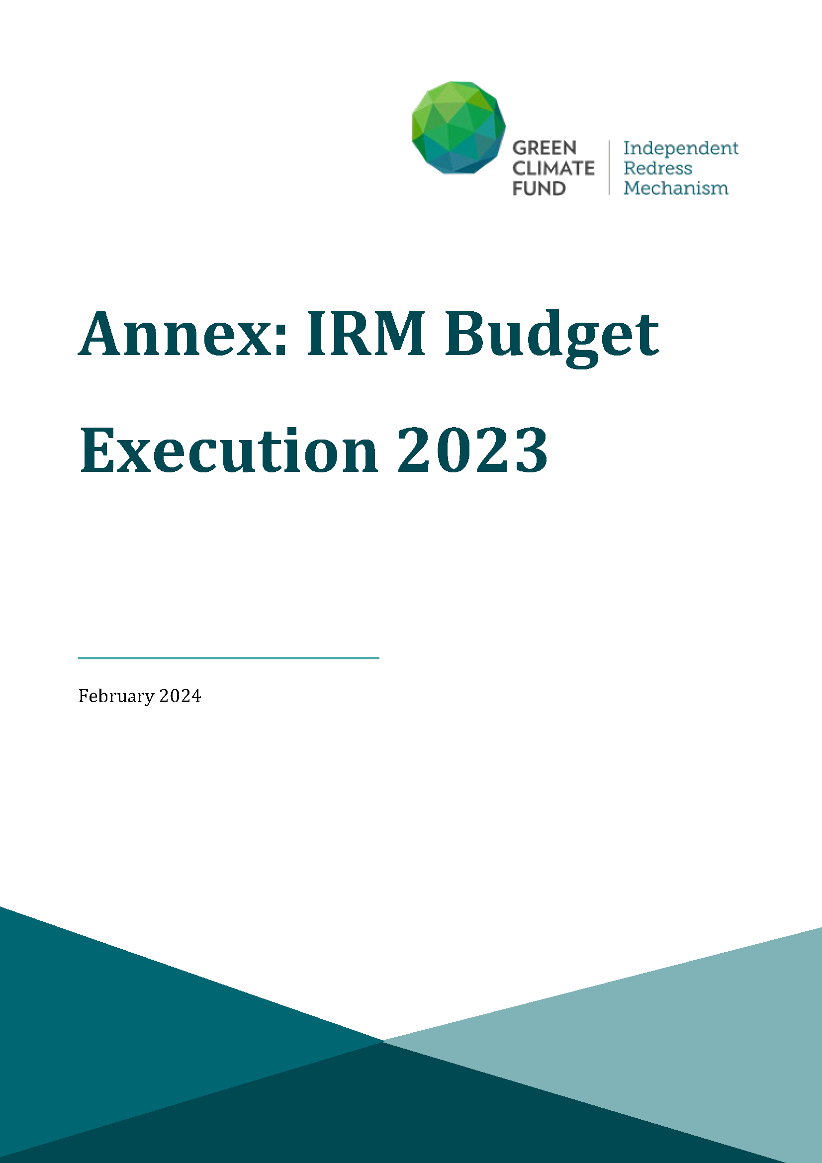 Document cover for 2023 Budget Execution